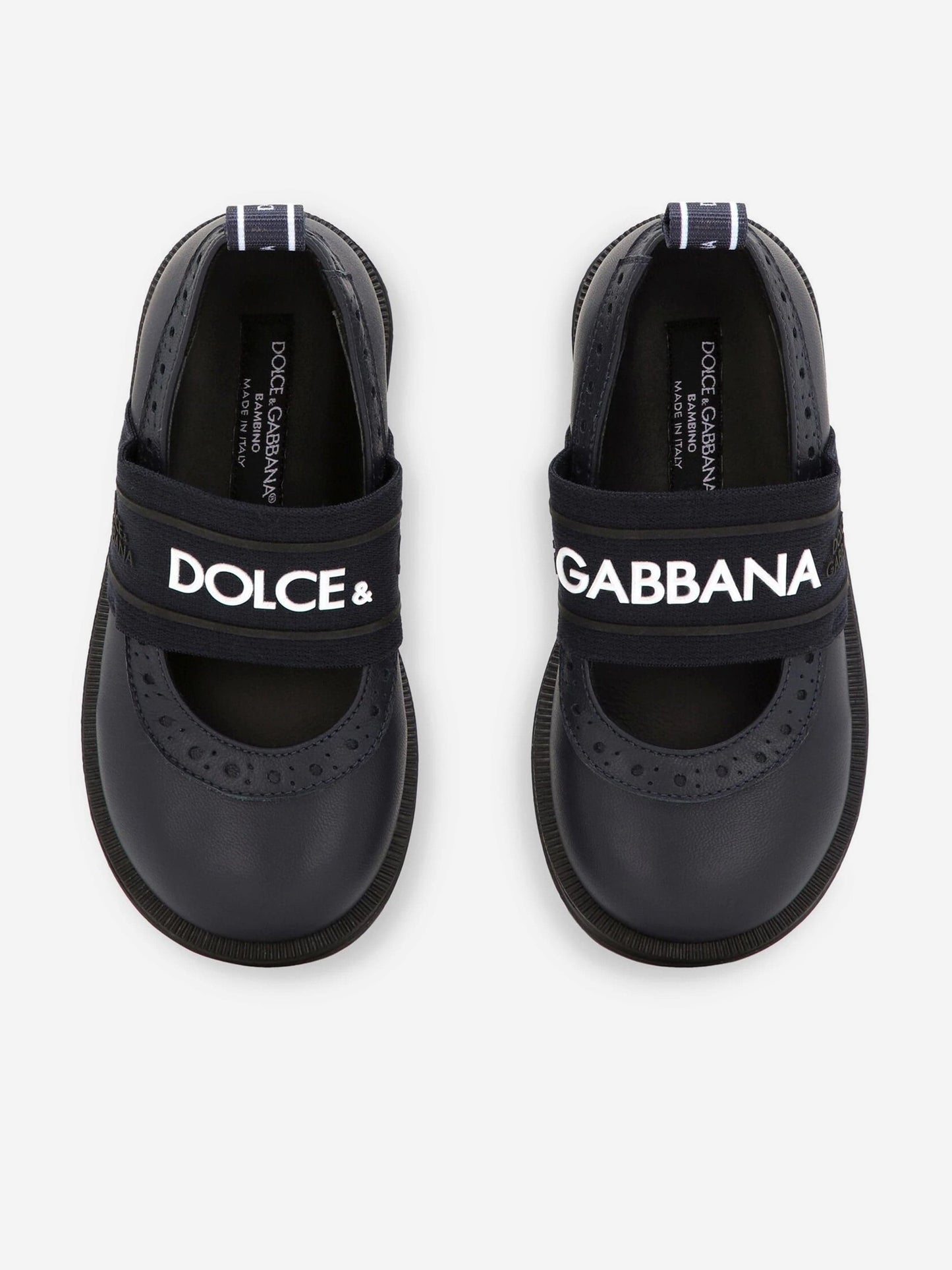 Dolce & Gabbana 女童蓝色皮革布洛克玛丽珍鞋