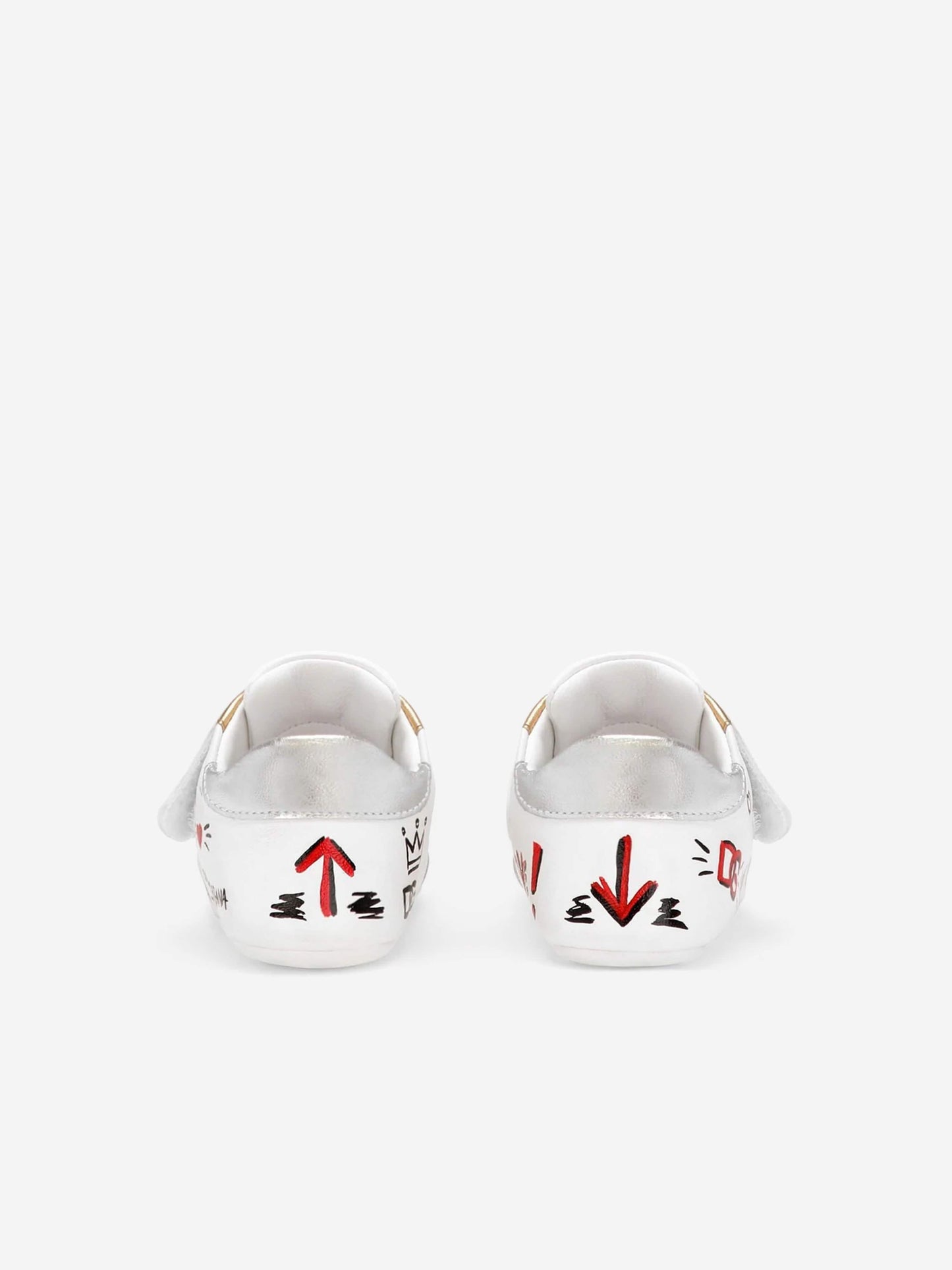 Dolce & Gabbana 女婴学步前皮革运动鞋(白色)