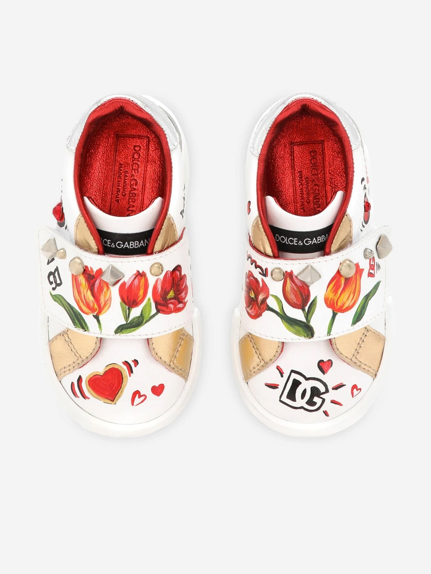 Dolce & Gabbana 女童白色郁金香皮革运动鞋