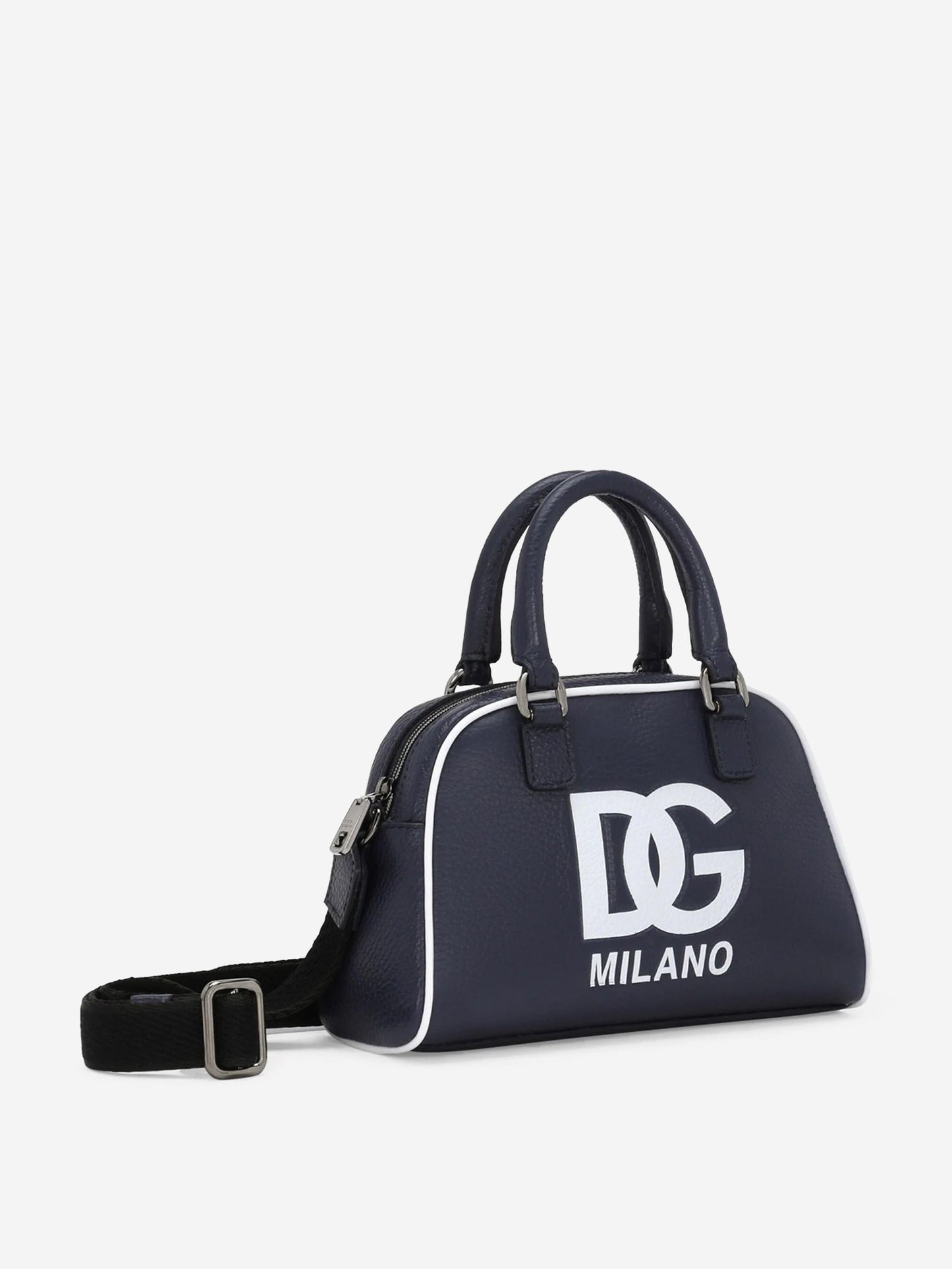 Dolce & Gabbana 女童皮革 Milano 徽标单肩包(蓝色)