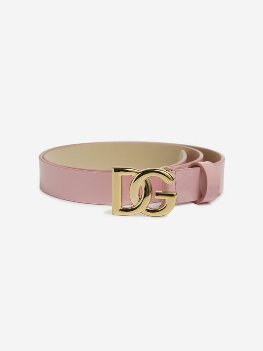 Dolce & Gabbana 女童粉色皮革徽标腰带