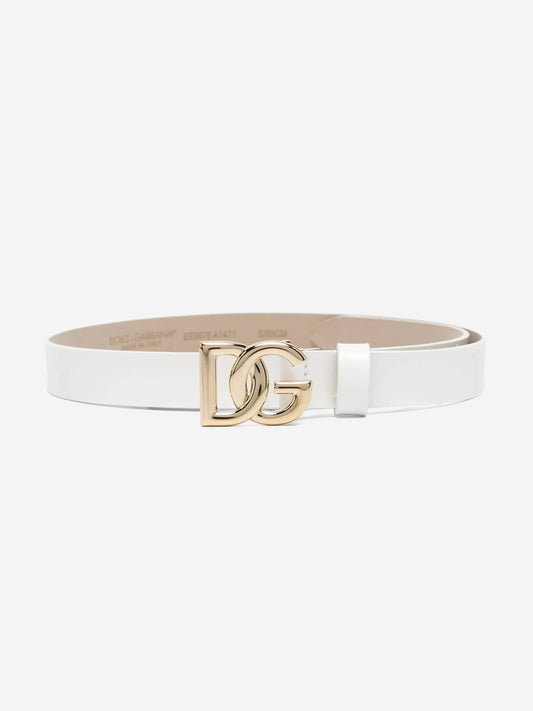 Dolce & Gabbana 女童白色皮革徽标腰带