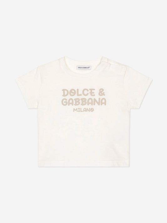 Dolce & Gabbana 男婴米兰徽标 T 恤(白色)