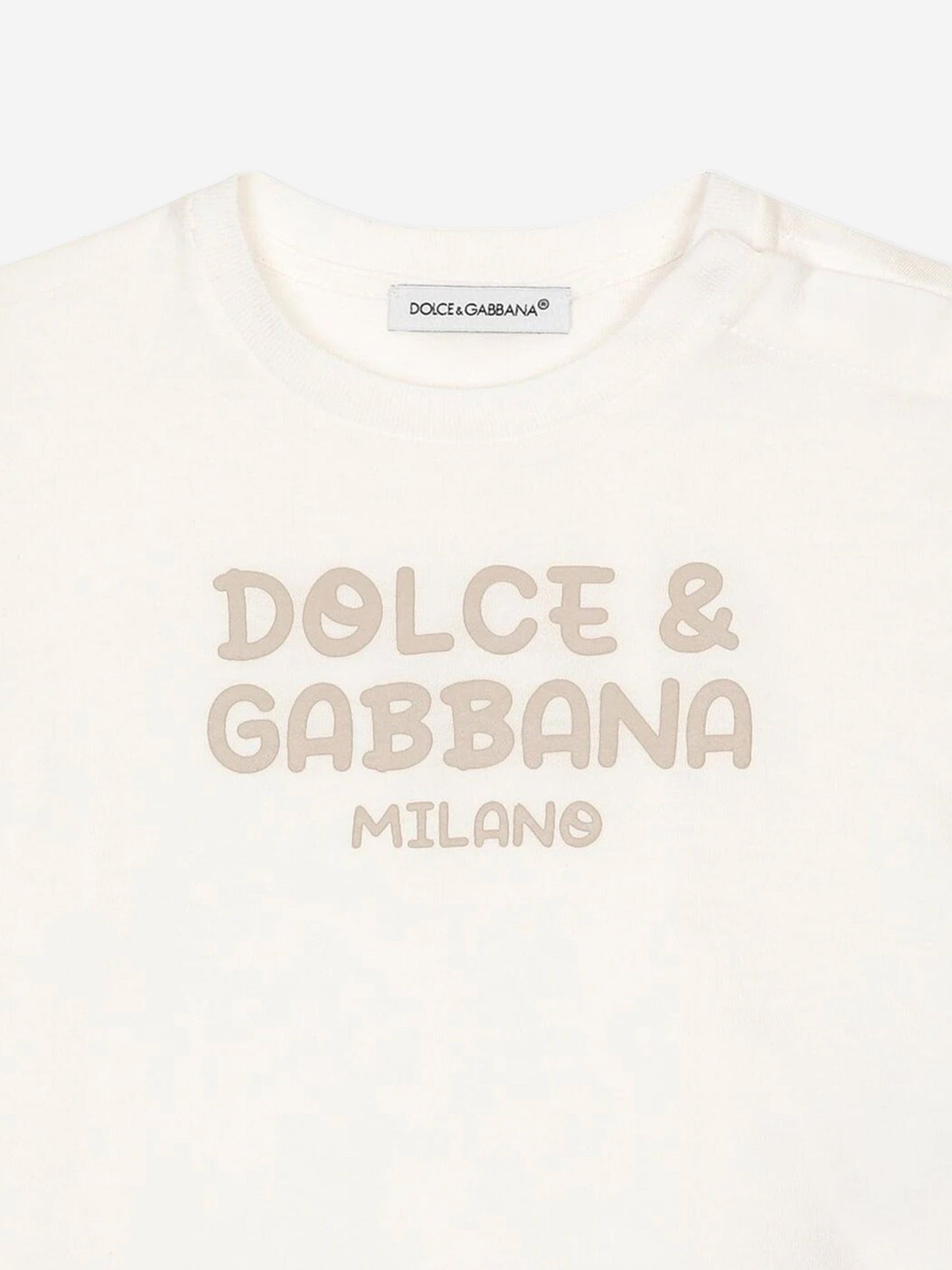 Dolce & Gabbana 男婴米兰徽标 T 恤(白色)