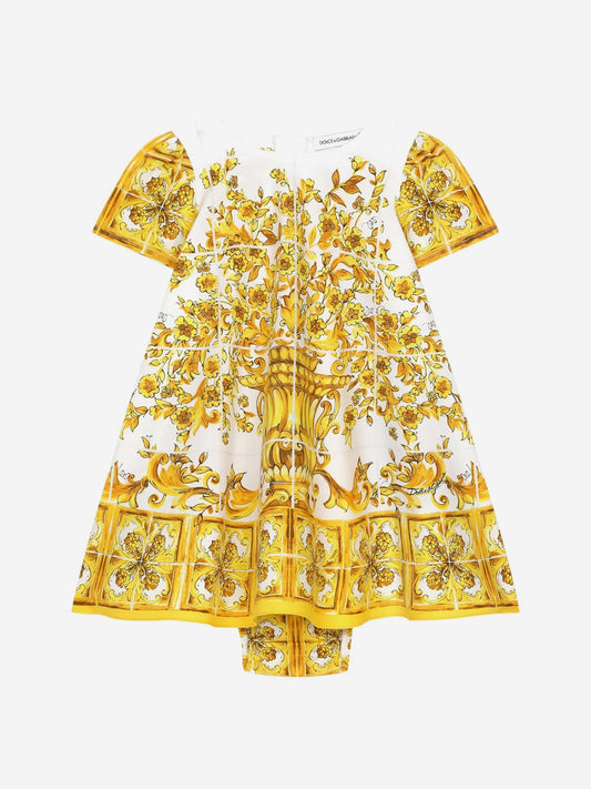 Dolce & Gabbana 女婴黄色 Maiolica 连衣裙配短裤