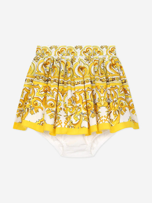 Dolce & Gabbana 女婴黄色 Maiolica 短裙配短裤