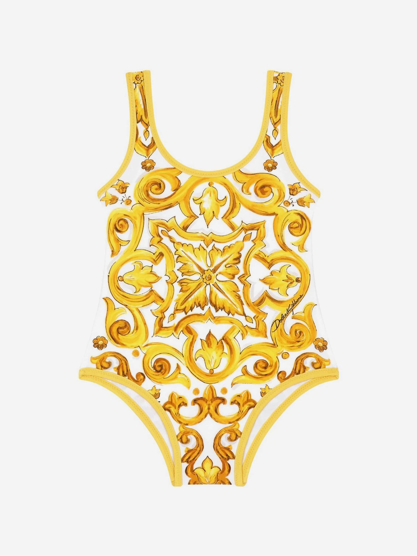 Dolce & Gabbana 女婴黄色 Maiolica 泳衣
