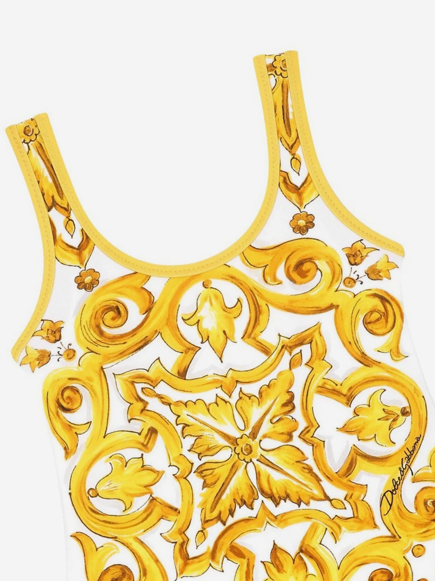 Dolce & Gabbana 女婴黄色 Maiolica 泳衣