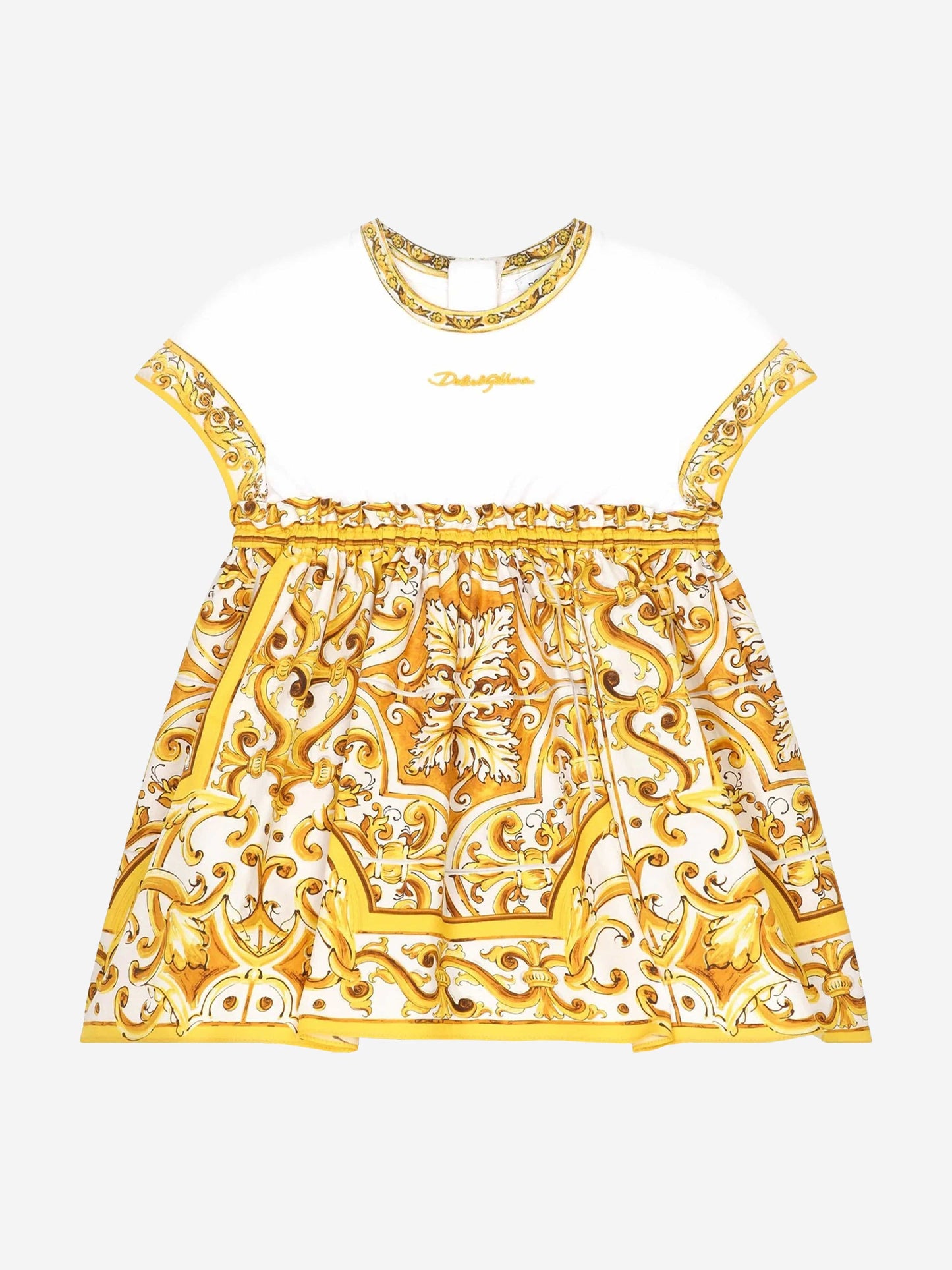 Dolce & Gabbana 女婴黄色 Maiolica 连衣裙配短裤