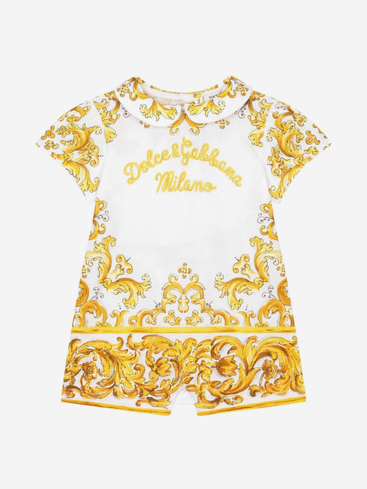 Dolce & Gabbana 女婴 Maiolica 黄色连衣裤