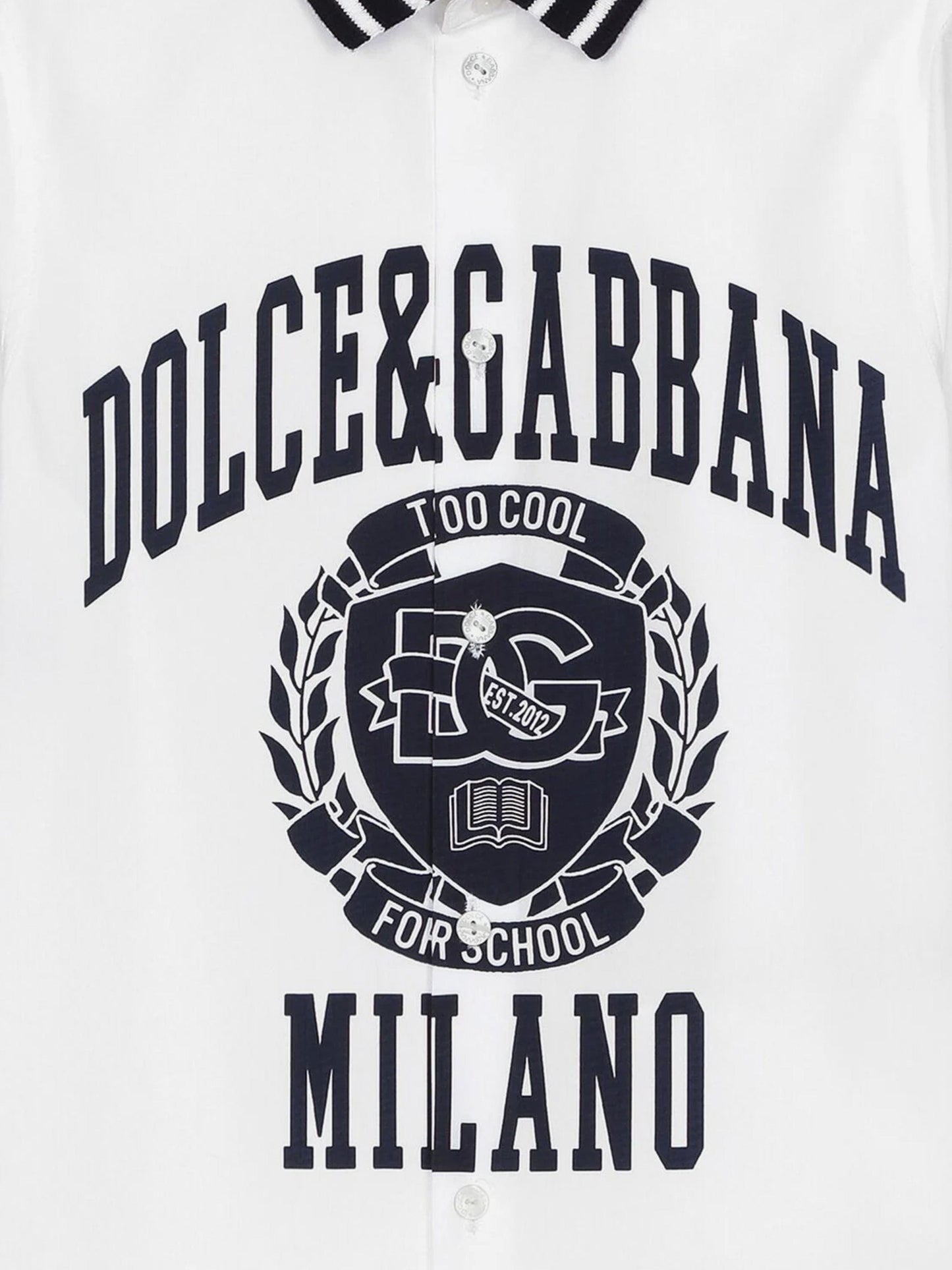 Dolce & Gabbana 男童 Too Cool For School 白色徽章 Polo 衫