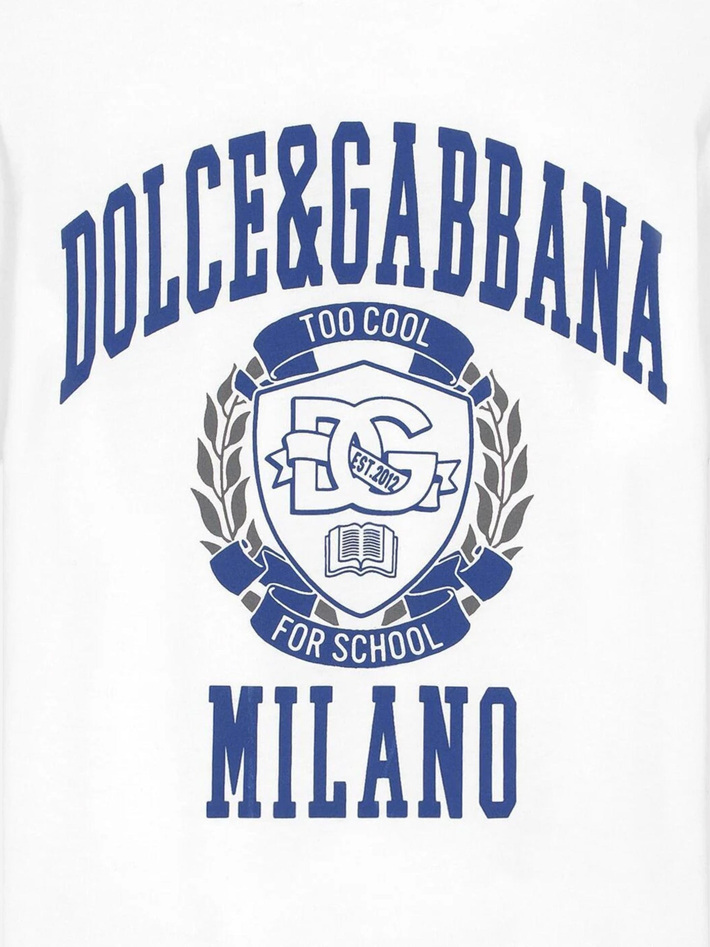 Dolce & Gabbana 男童 Too Cool For School 白色徽章 T 恤