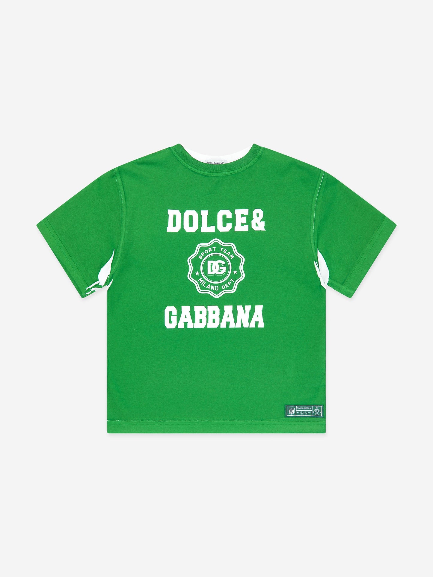 Dolce & Gabbana 男童绿色徽标 T 恤
