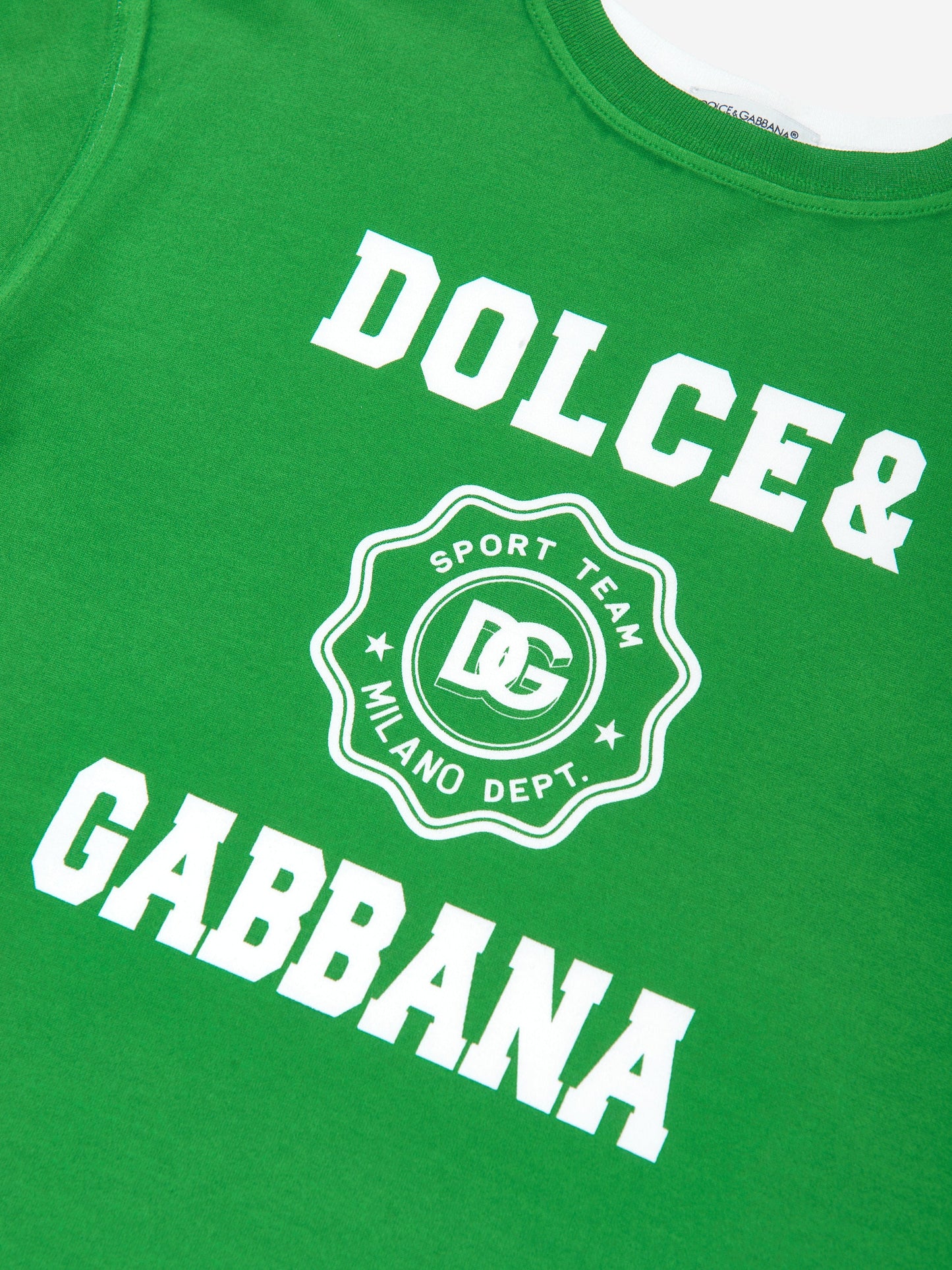 Dolce & Gabbana 男童绿色徽标 T 恤