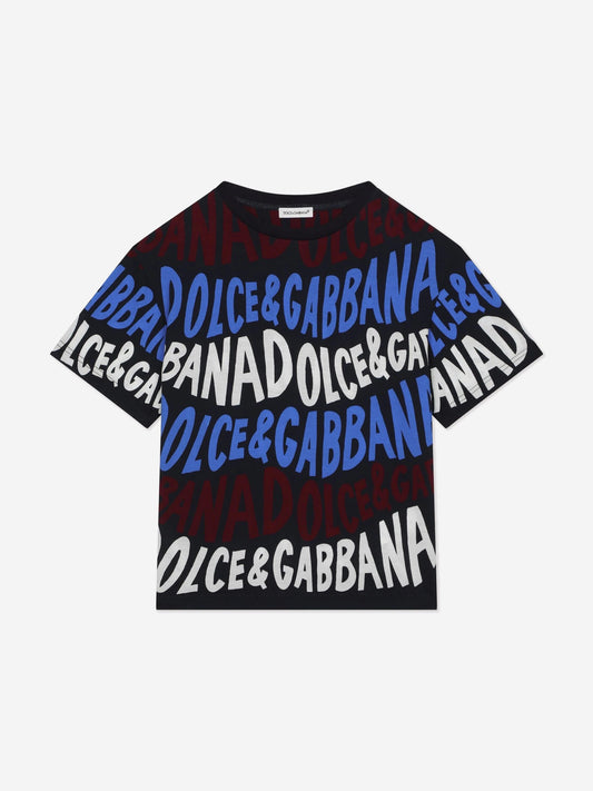Dolce & Gabbana 男童多色徽标印花 T 恤