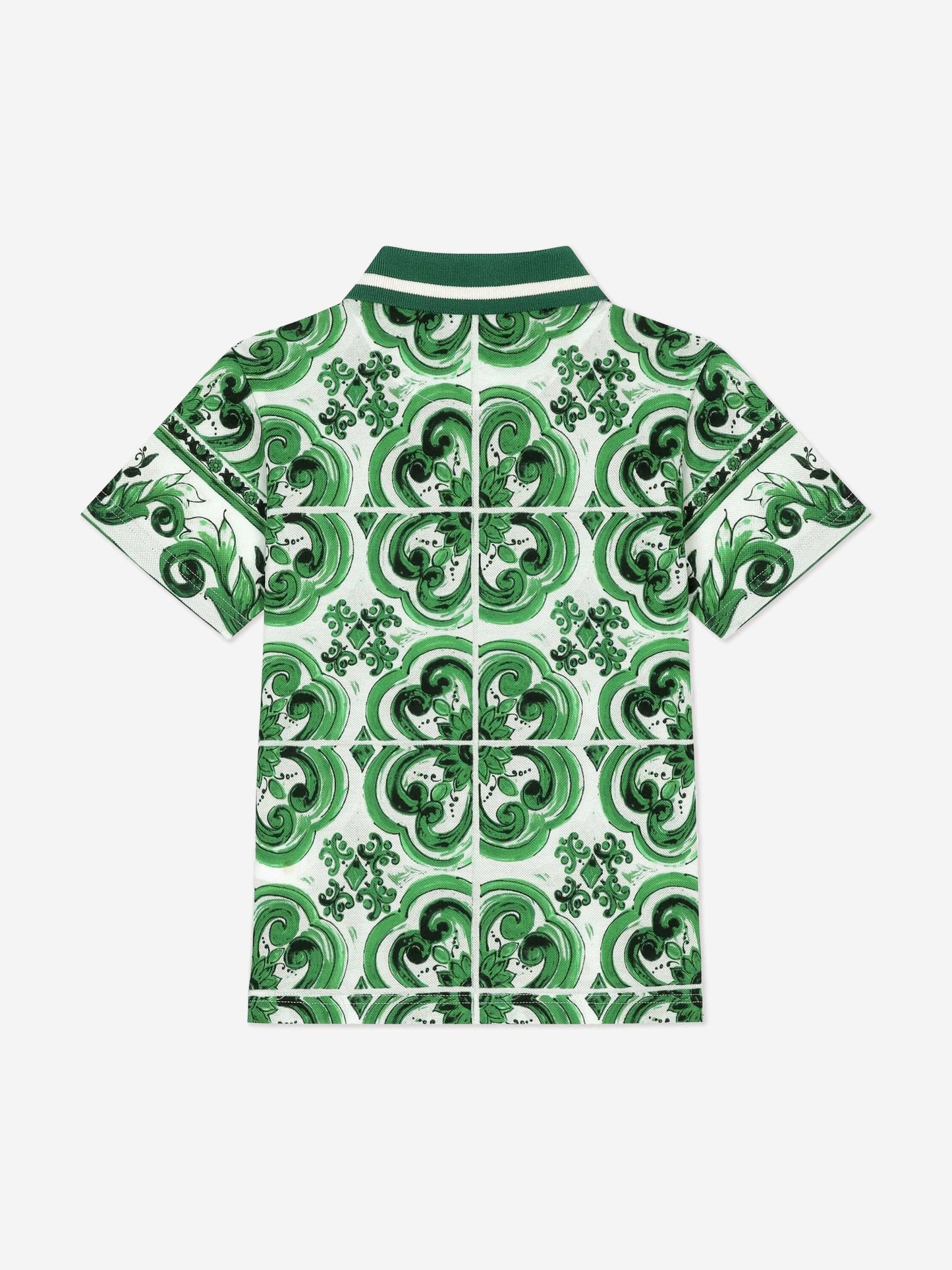 Dolce & Gabbana 男童 Maiolica 印花 Polo 衫(绿色)