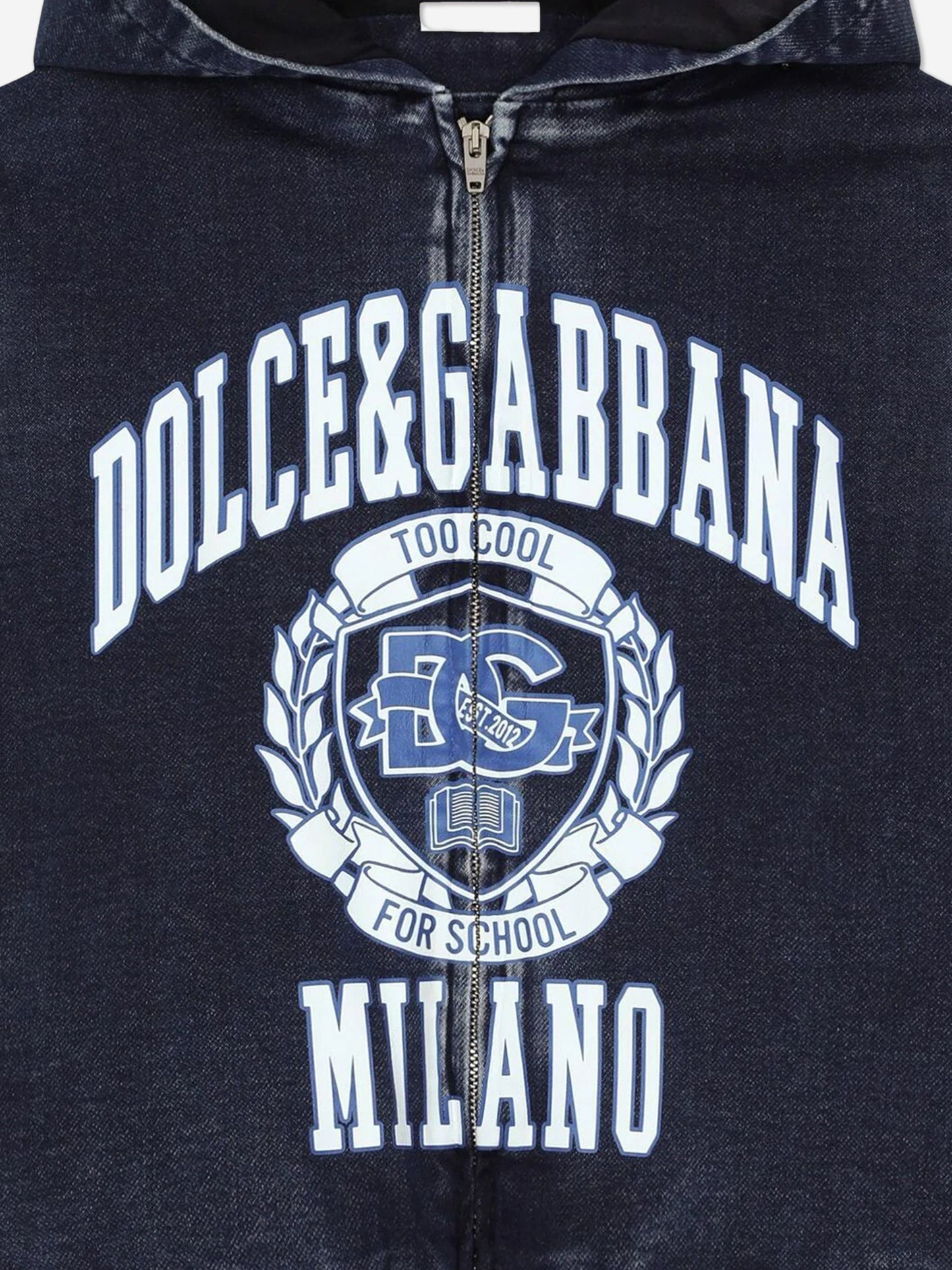 Dolce & Gabbana 男童 Too Cool For SchoolMilano 徽标拉链上衣(蓝色)