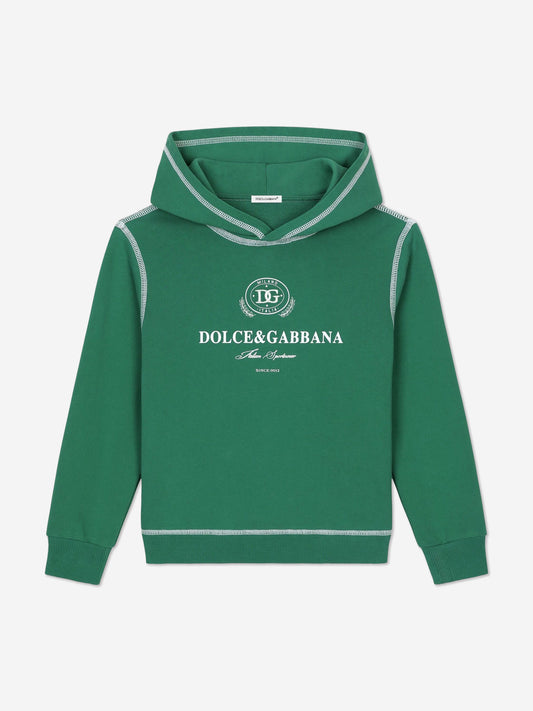 Dolce & Gabbana 男童绿色徽标连帽衫