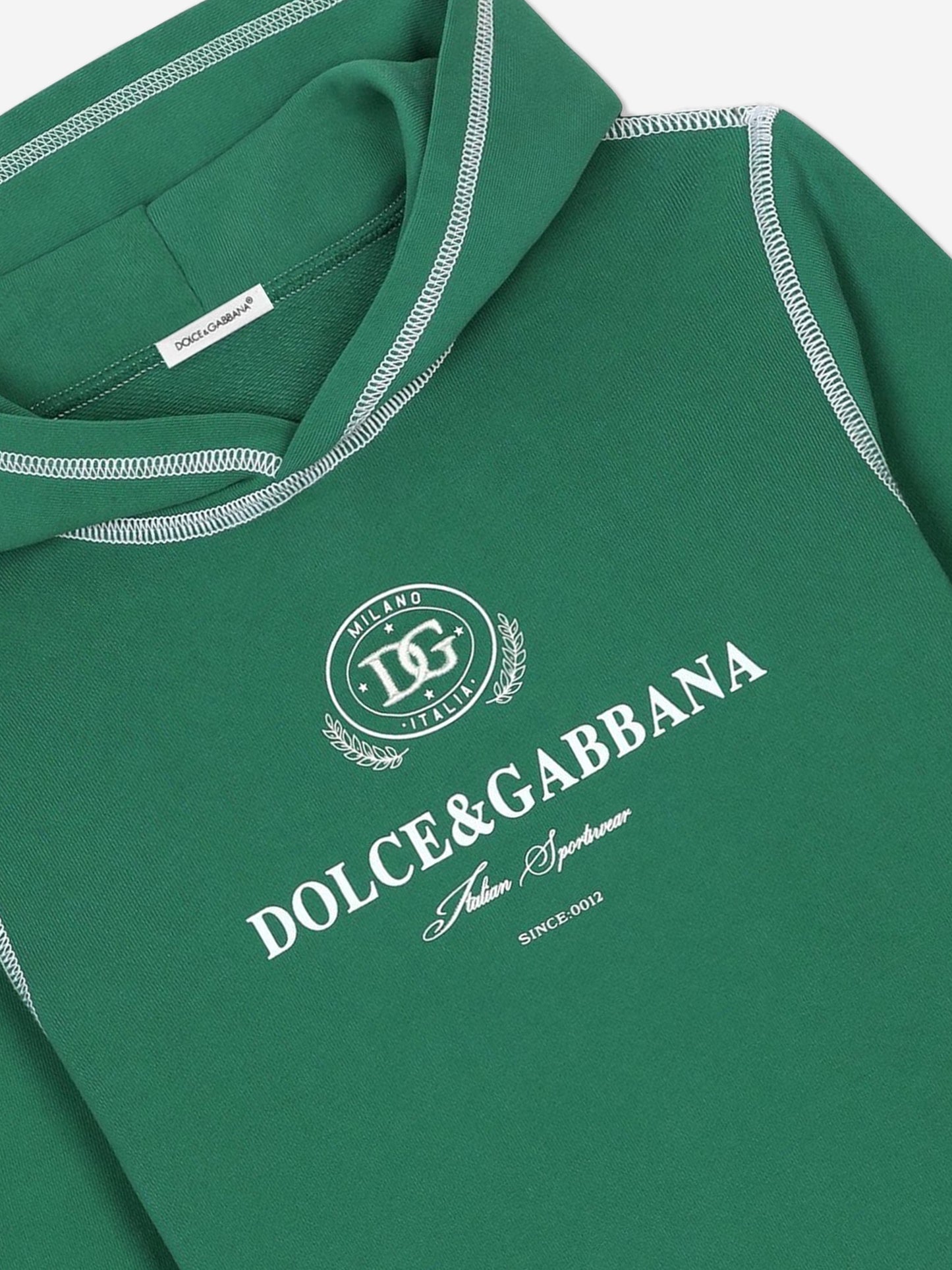 Dolce & Gabbana 男童绿色徽标连帽衫