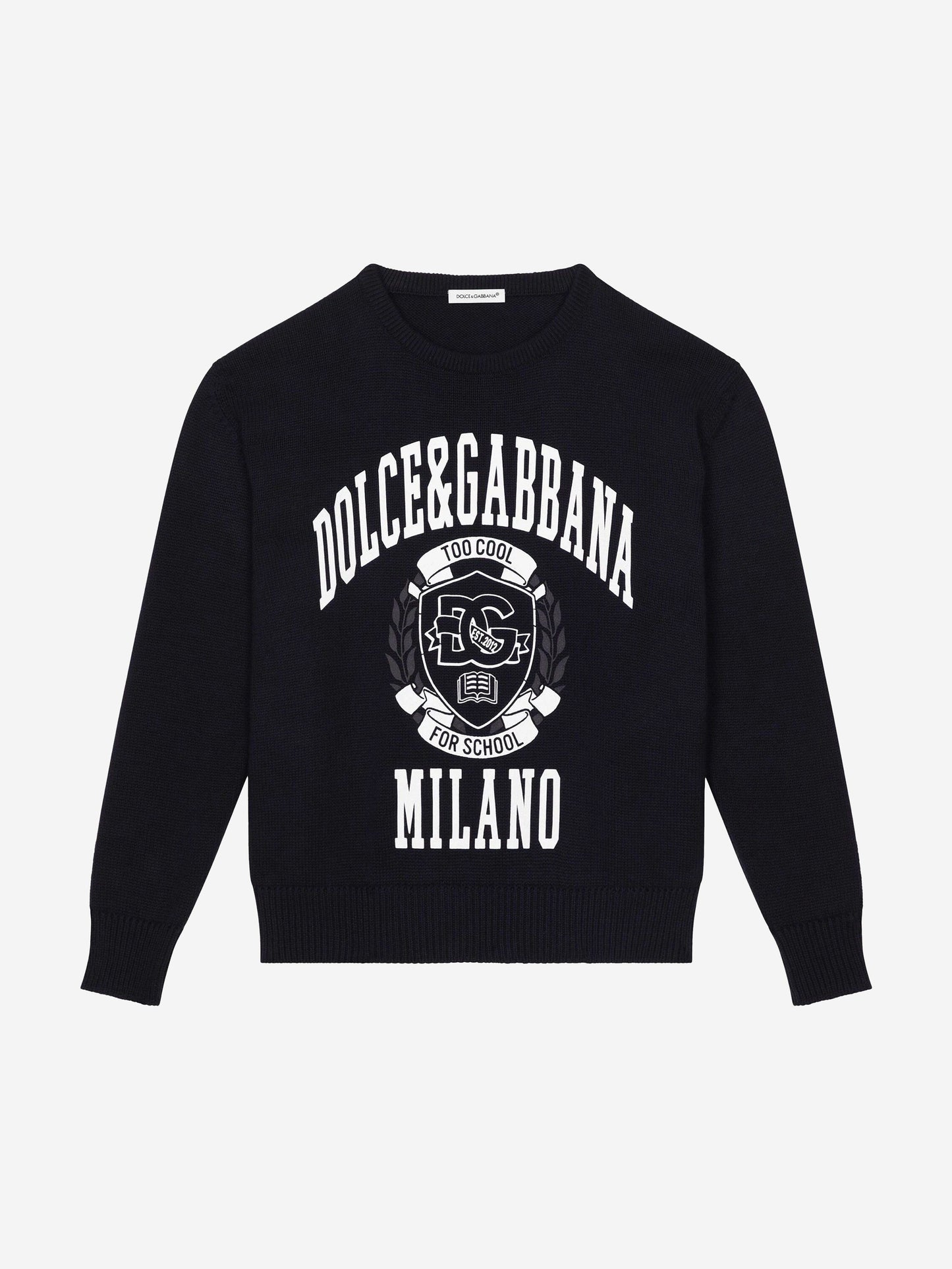 Dolce & Gabbana Boys Milano 海军蓝徽标运动衫