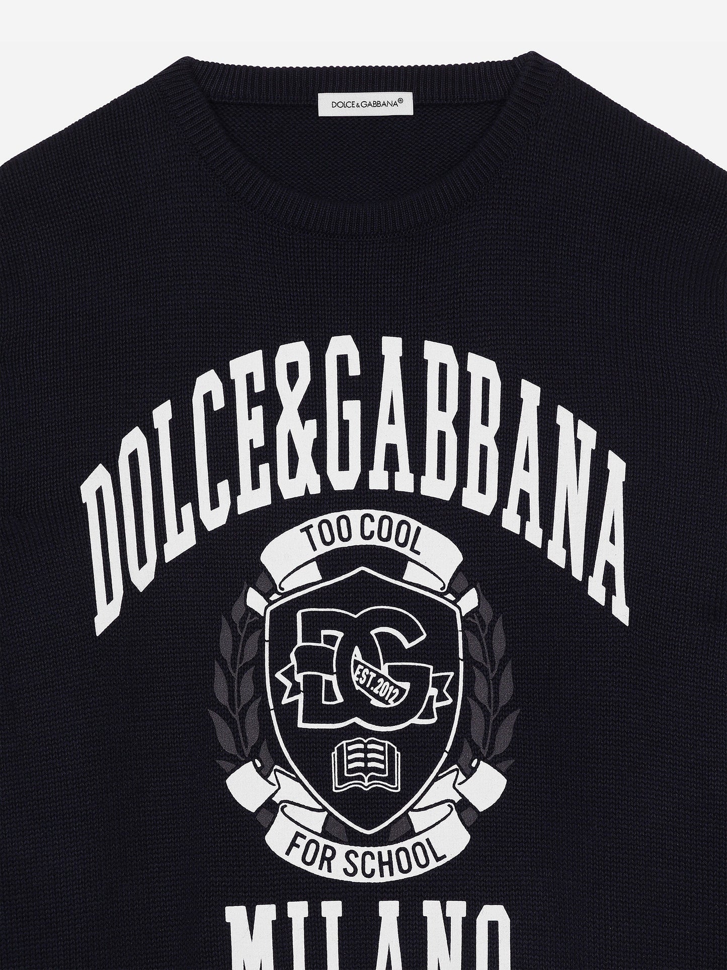 Dolce & Gabbana Boys Milano 海军蓝徽标运动衫