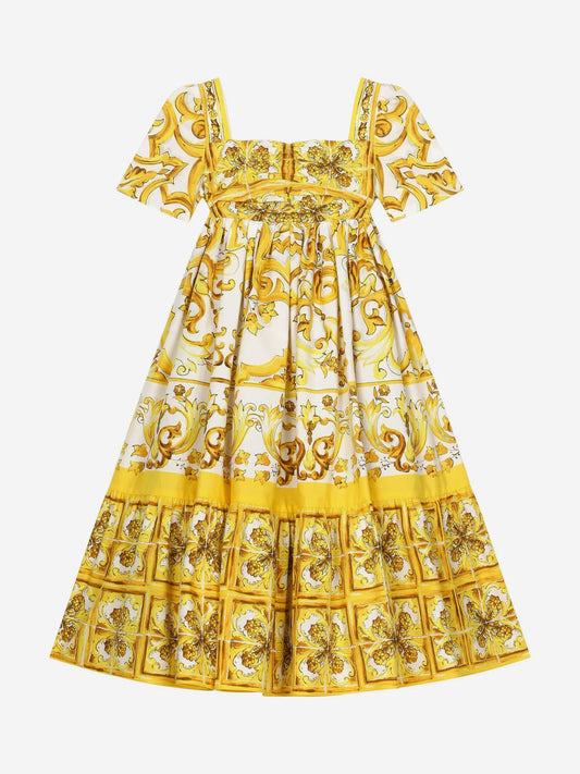 Dolce & Gabbana 女童 Maiolica 长裙(黄色)