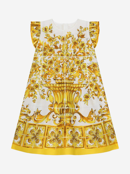 Dolce & Gabbana 女童黄色 Maiolica 印花连衣裙