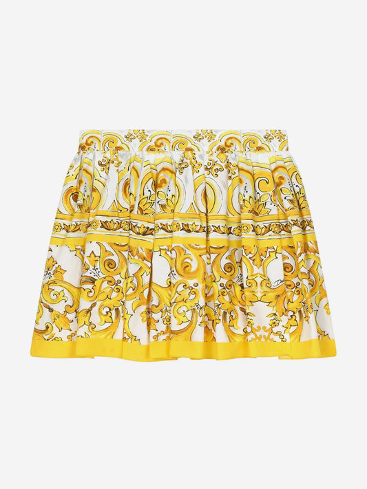Dolce & Gabbana 女童 Maiolica 印花半身裙(黄色)
