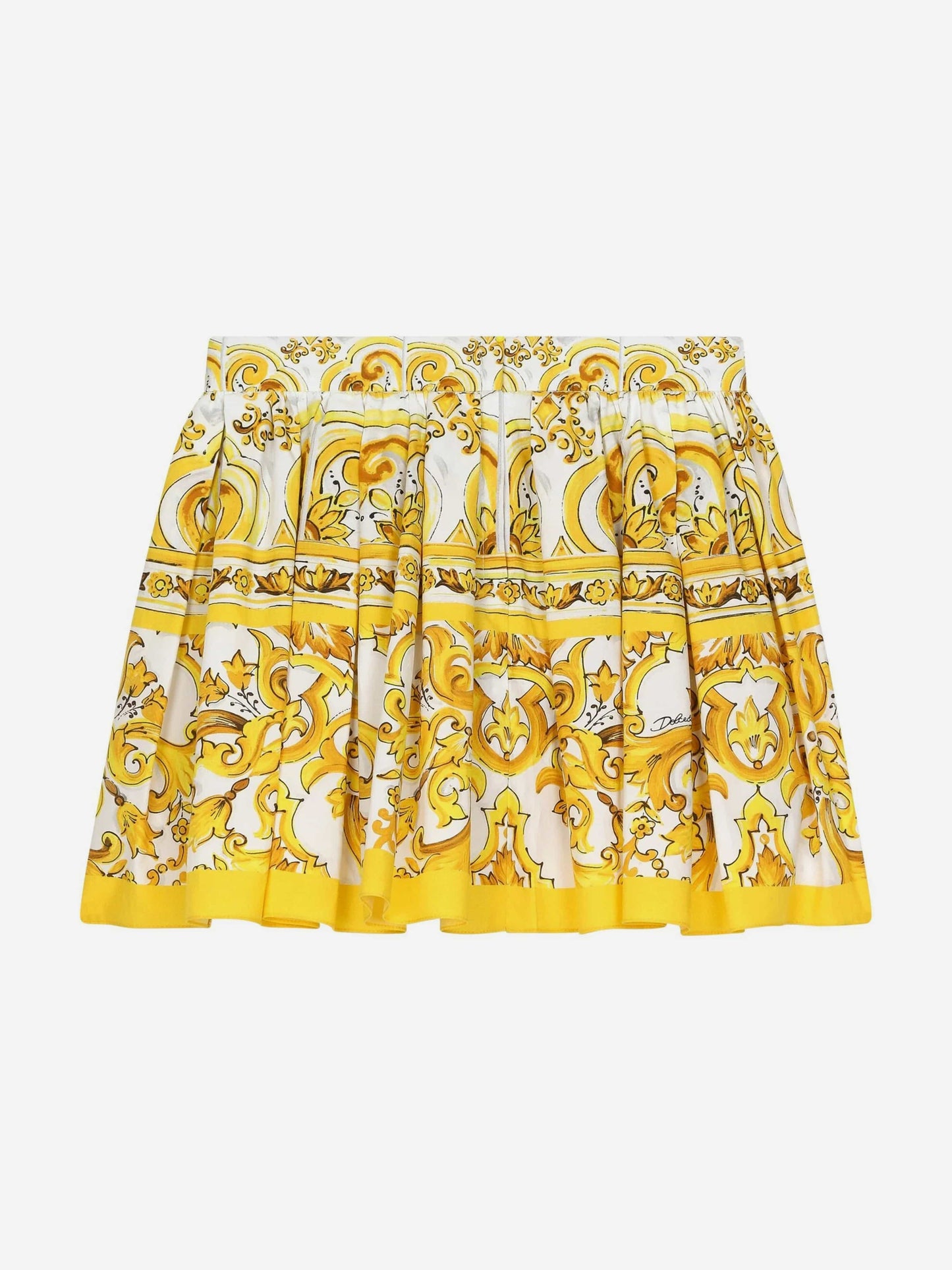 Dolce & Gabbana 女童 Maiolica 印花半身裙(黄色)