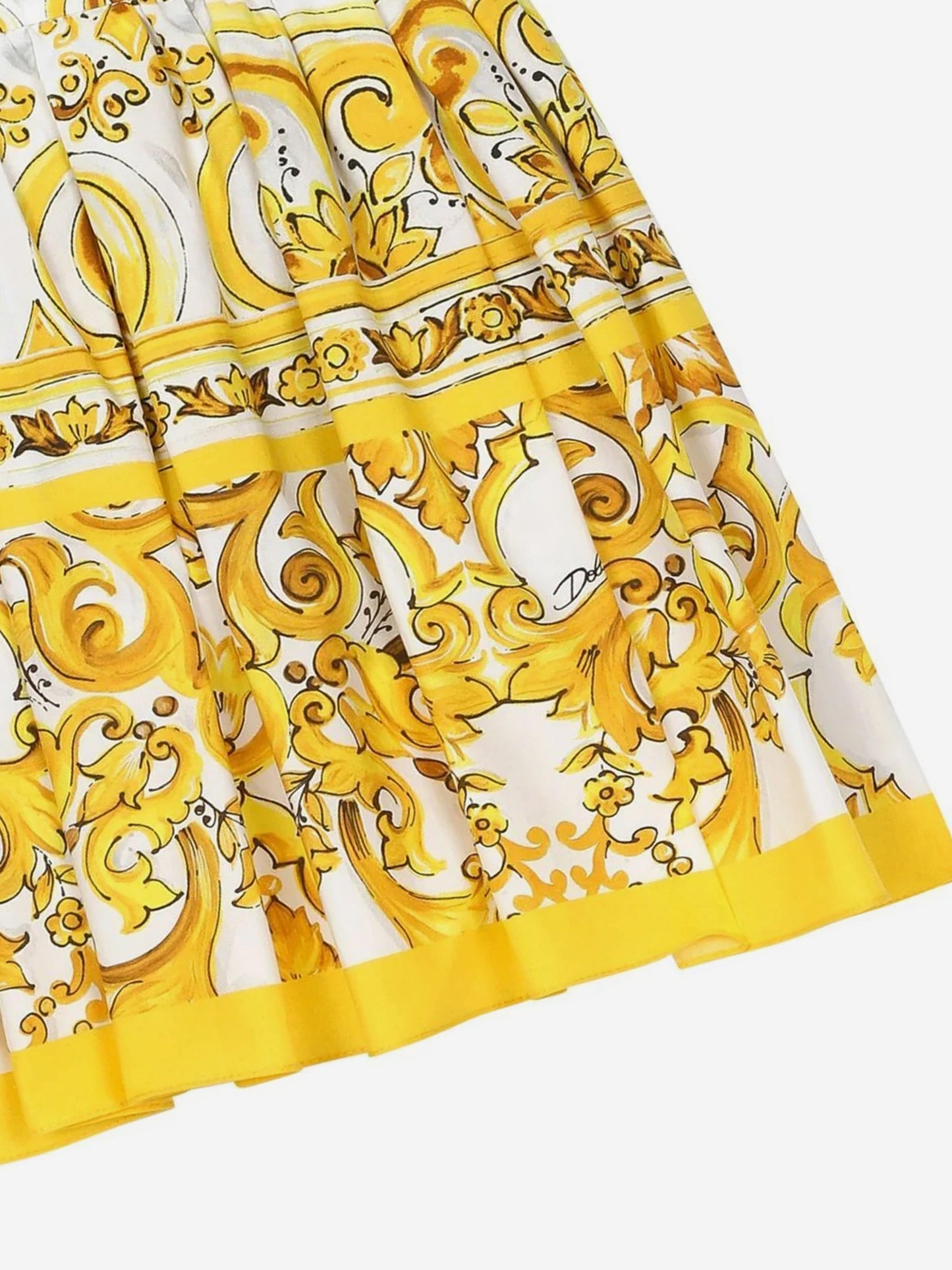 Dolce & Gabbana 女童 Maiolica 印花半身裙(黄色)
