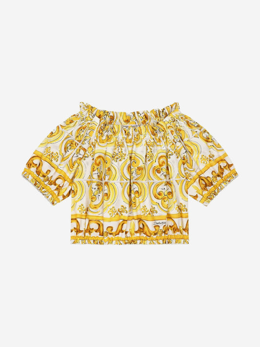 Dolce & Gabbana 女童 Maiolica 印花衬衫(黄色)