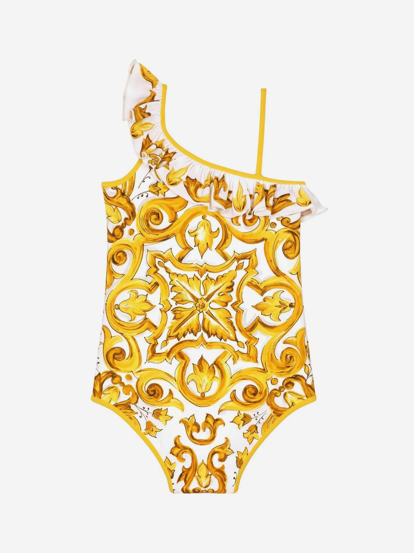 Dolce & Gabbana 女童 Maiolica 黄色泳衣
