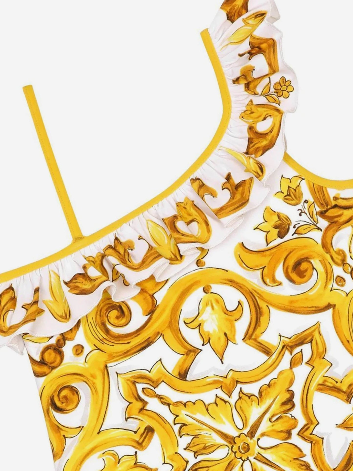 Dolce & Gabbana 女童 Maiolica 黄色泳衣
