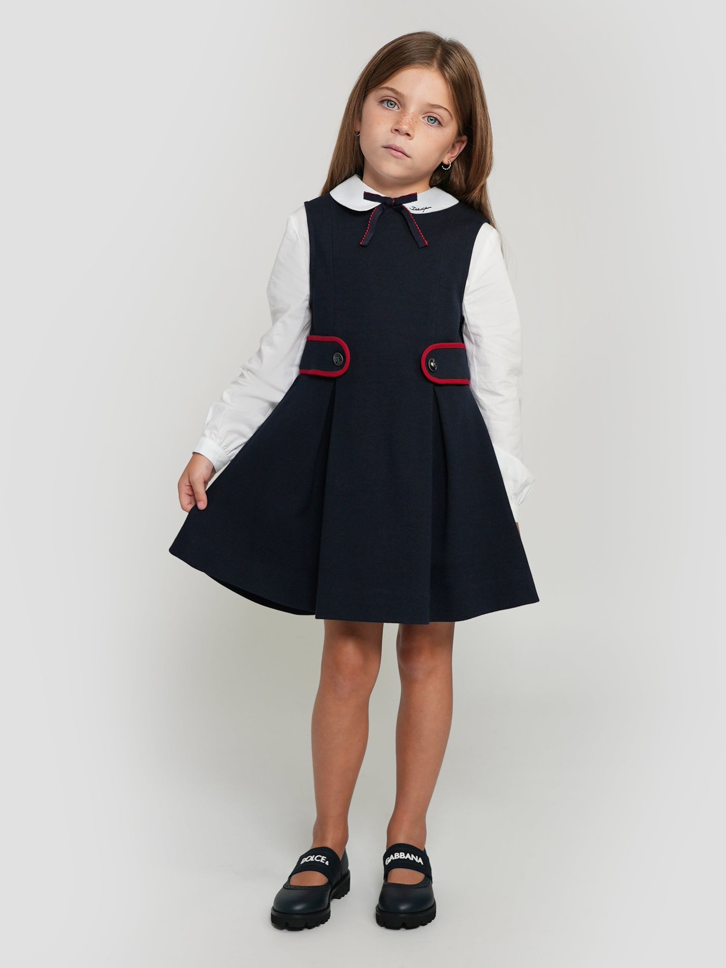 Dolce & Gabbana 女童学院风连衣裙(海军蓝)