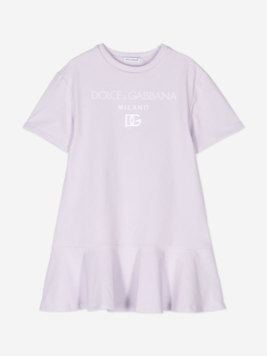 Dolce & Gabbana 女童紫色徽标平纹针织连衣裙