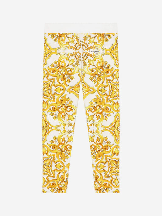 Dolce & Gabbana 女童 Maiolica 印花紧身裤(黄色)
