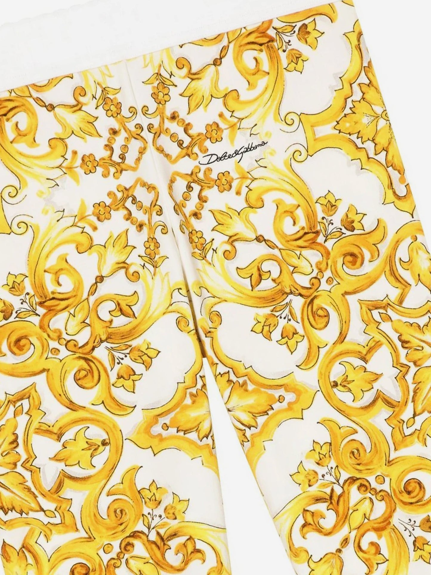Dolce & Gabbana 女童 Maiolica 印花紧身裤(黄色)