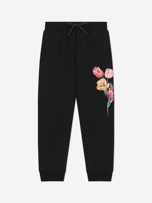 Dolce & Gabbana 女童刺绣郁金香慢跑裤(海军蓝)