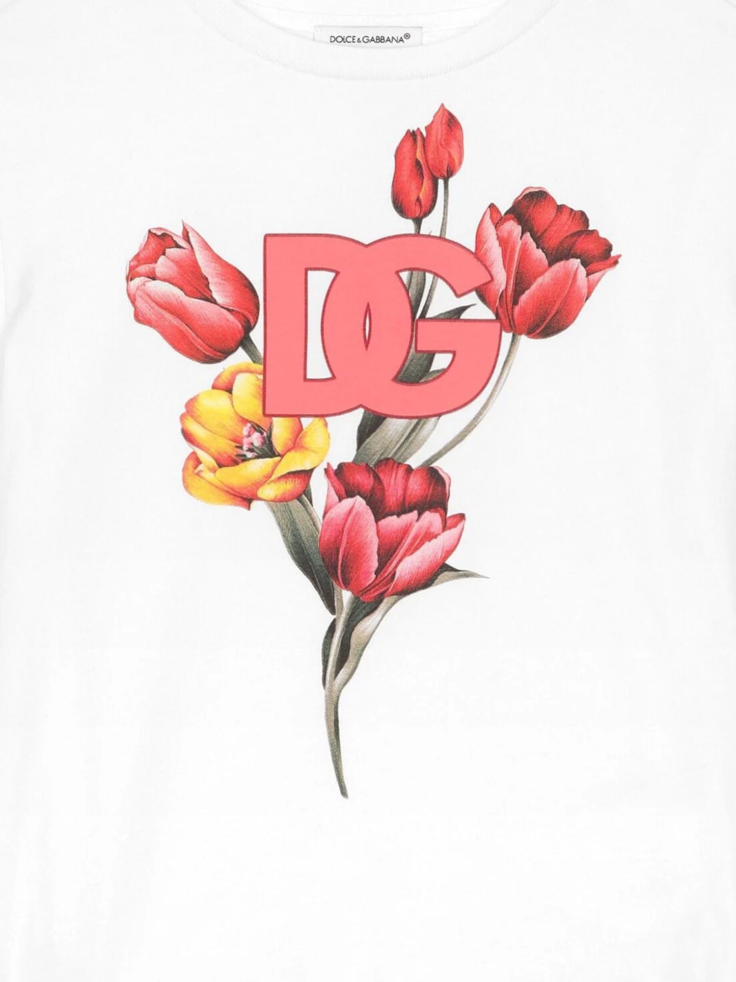 Dolce & Gabbana 女童白色郁金香徽标 T 恤