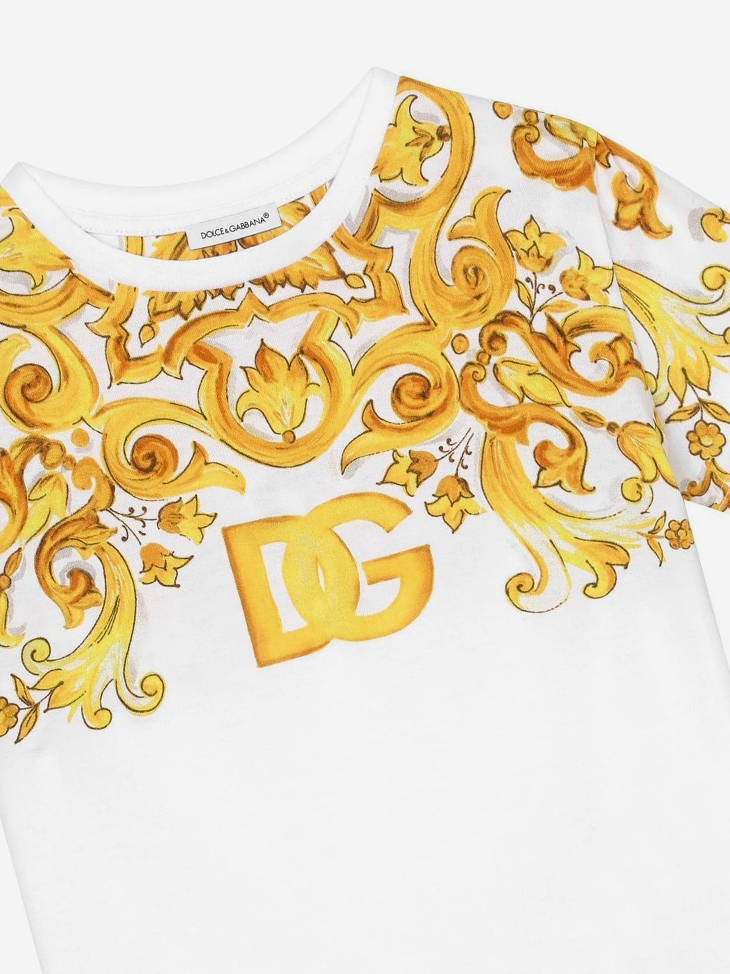 Dolce & Gabbana 女童 Maiolica 印花 T 恤(白色)