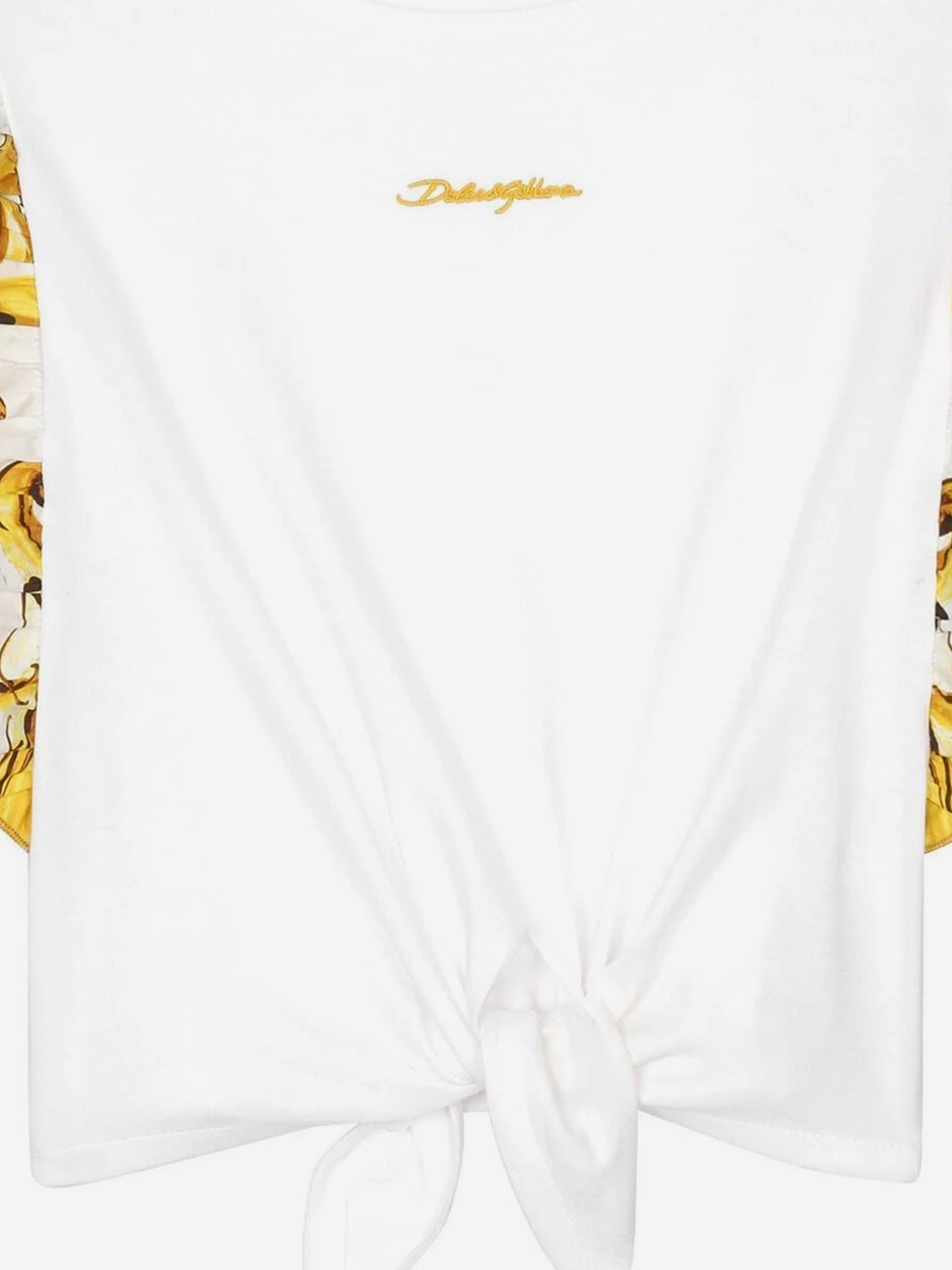 Dolce & Gabbana 女童 Maiolica 系带前上衣(白色)