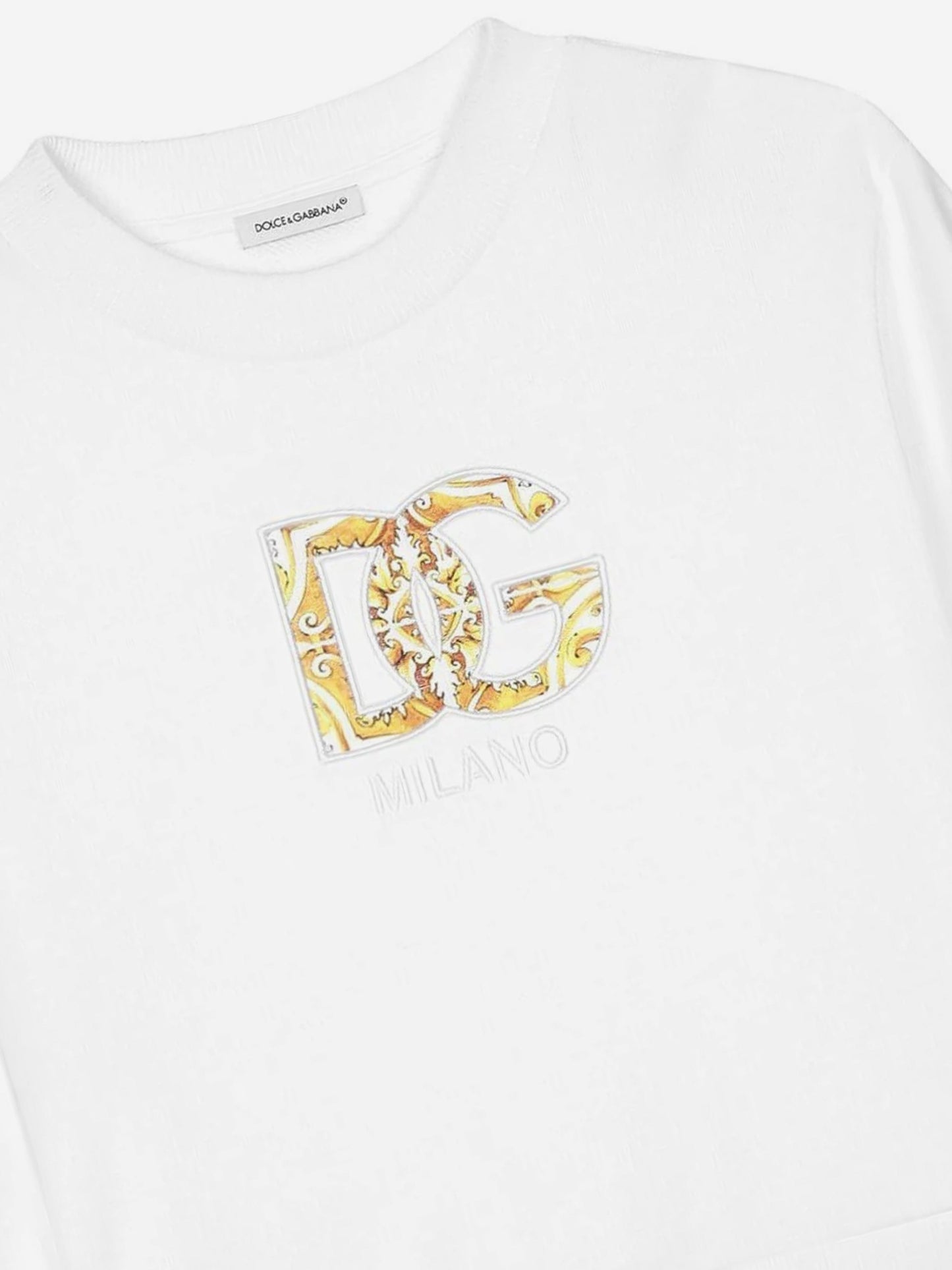 Dolce & Gabbana 女孩白色 Maiolica 徽标运动衫