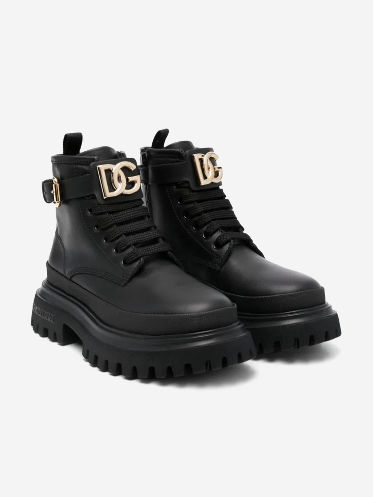 Dolce & Gabbana 女童黑色皮革战斗靴