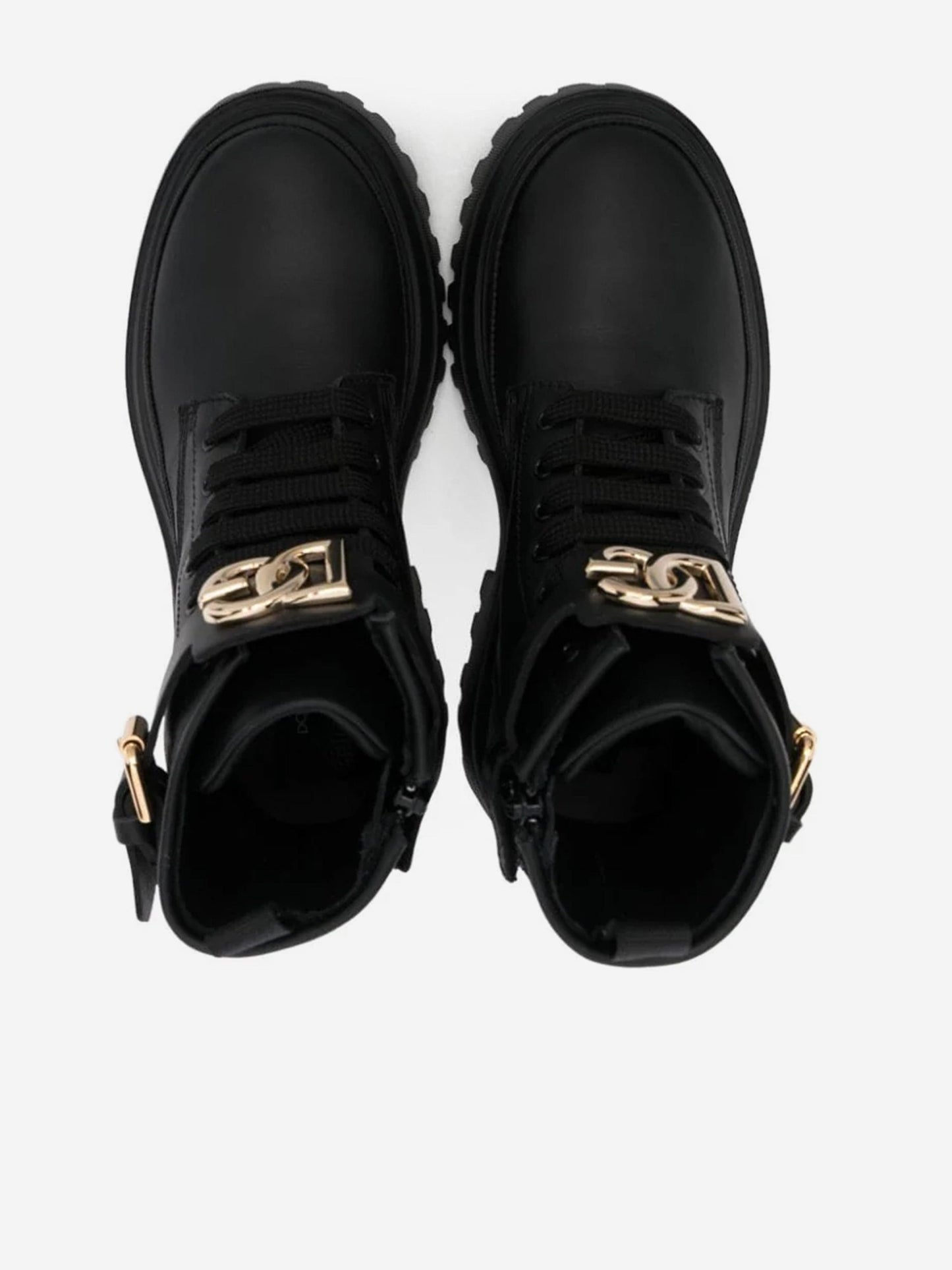 Dolce & Gabbana 女童黑色皮革战斗靴