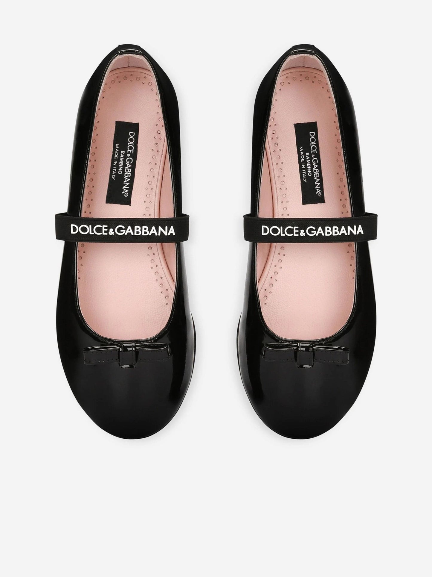 Dolce & Gabbana 女童漆皮芭蕾平底鞋(黑色)