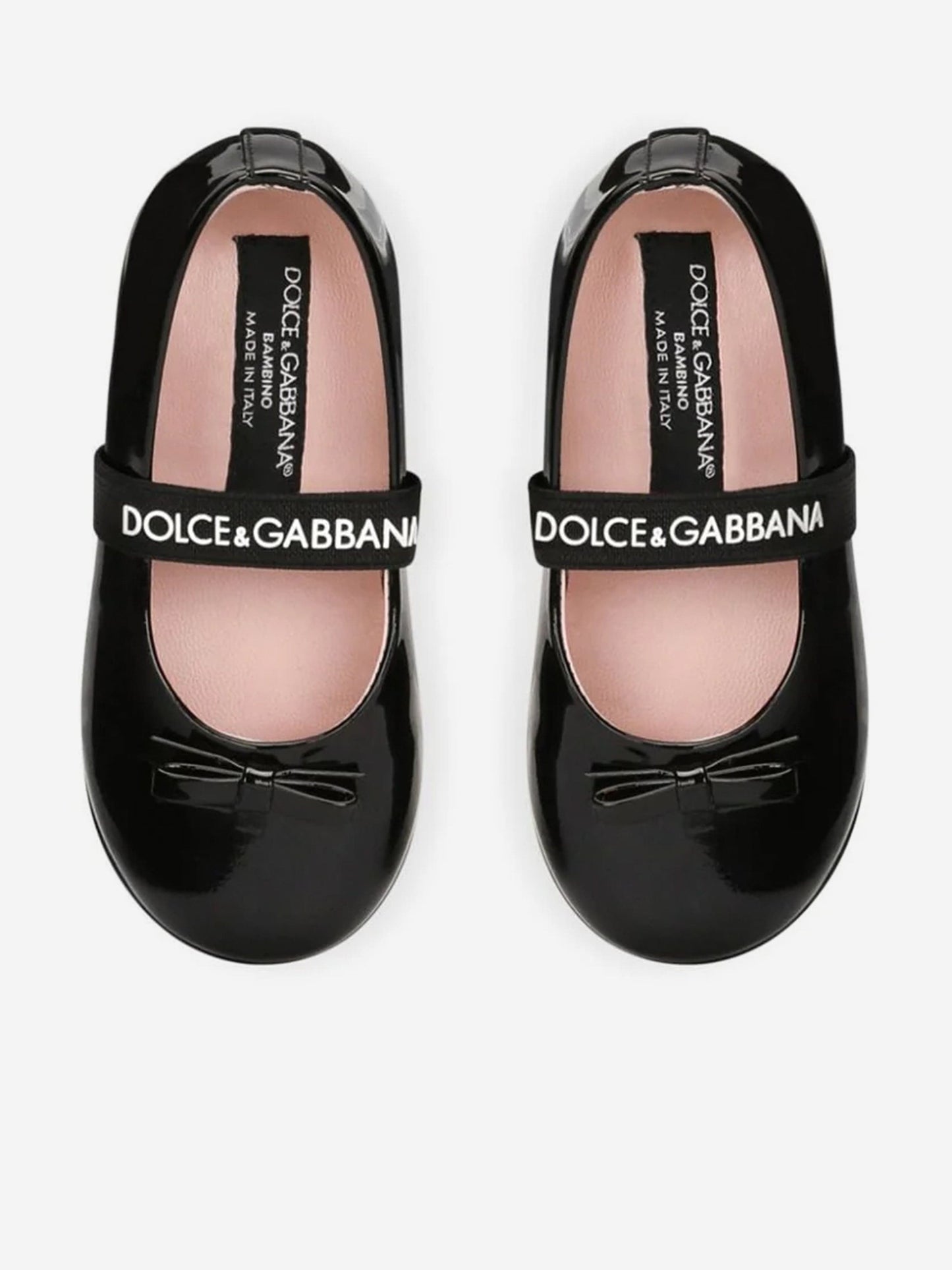 Dolce & Gabbana 女童漆皮芭蕾平底鞋(黑色)