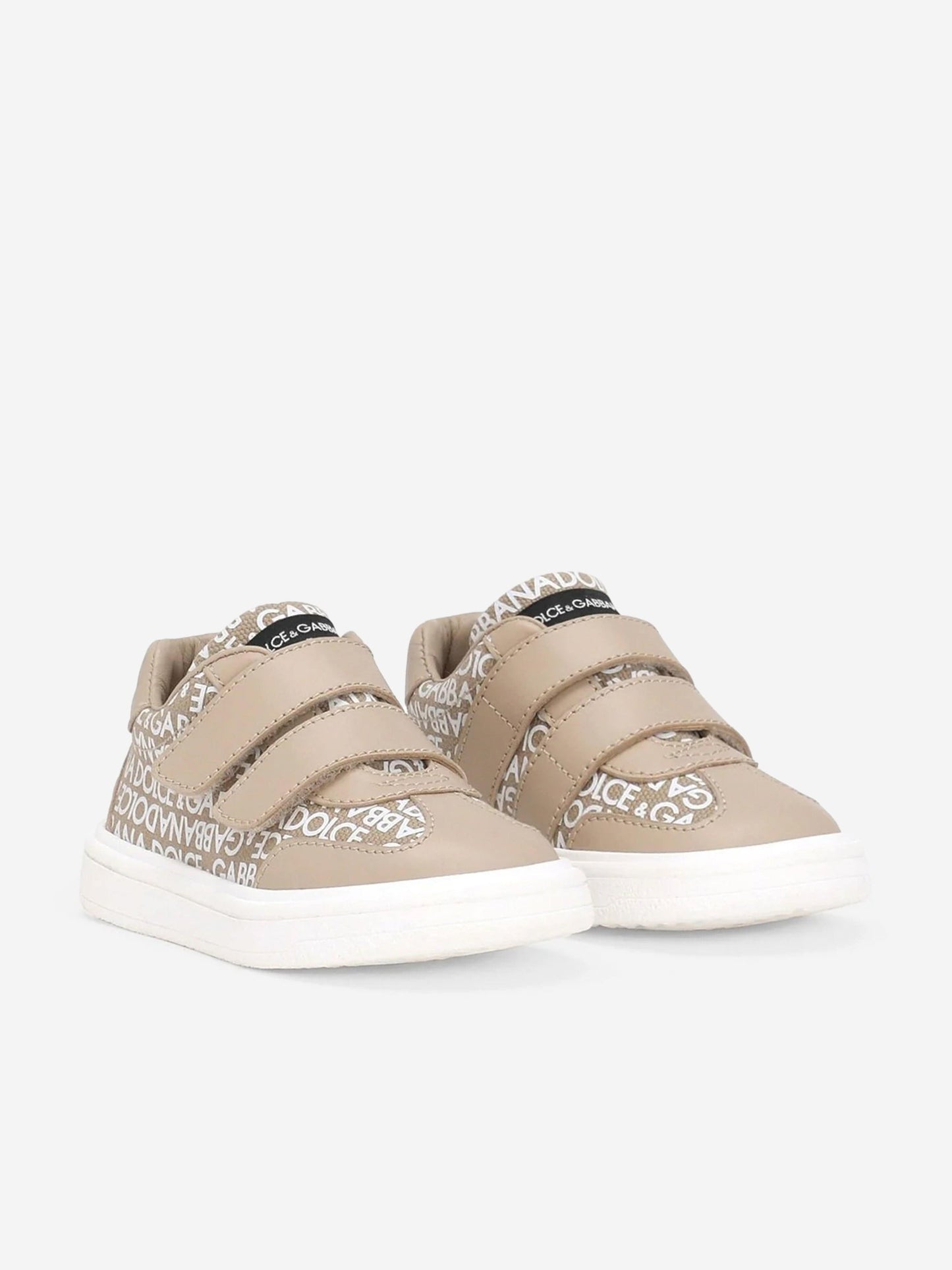 Dolce & Gabbana Kids 金色帆布和皮革运动鞋