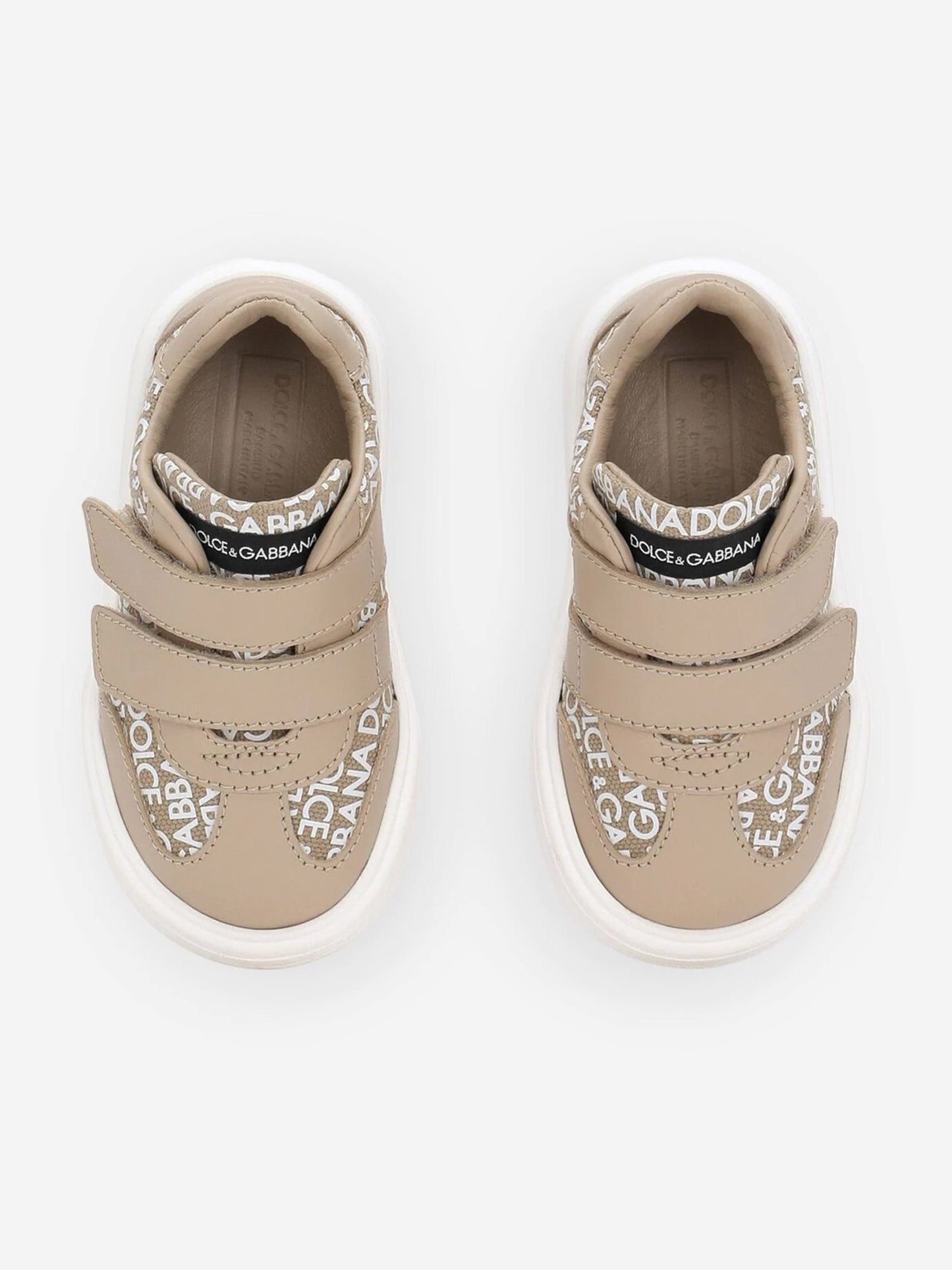 Dolce & Gabbana Kids 金色帆布和皮革运动鞋
