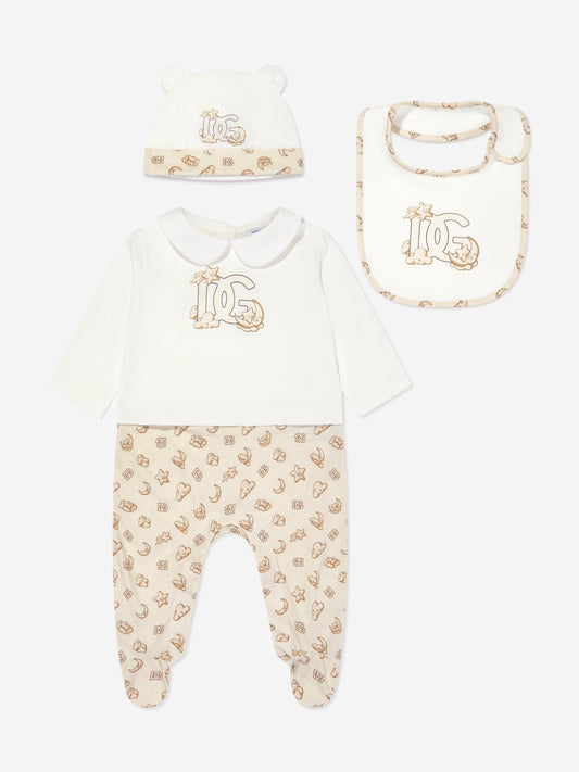 Dolce & Gabbana Baby Logo 婴儿连体衣礼品套装(米色)
