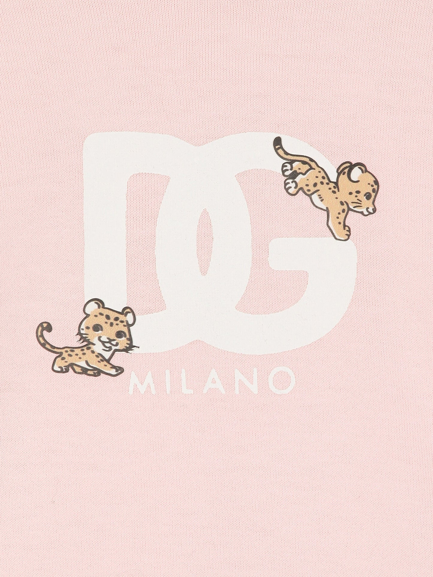 Dolce & Gabbana 女婴豹纹徽标 T 恤(粉色)